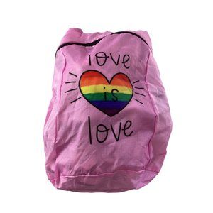 3/$10 *** Love is Love Gay Pride Rainbow Heart Backpack   * Pink   Nylon NWT